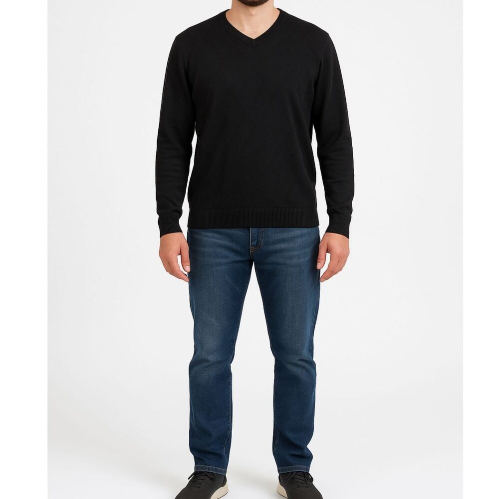 Northern Isles Men's Black Knit Sweater M 100% Cotton Business Casual Classic